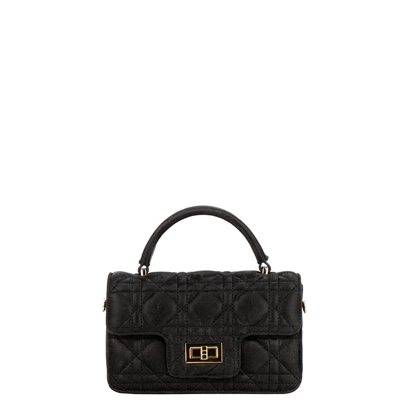 Black Quilted Agata Bag with Turn-Lock | TJ COLLECTION